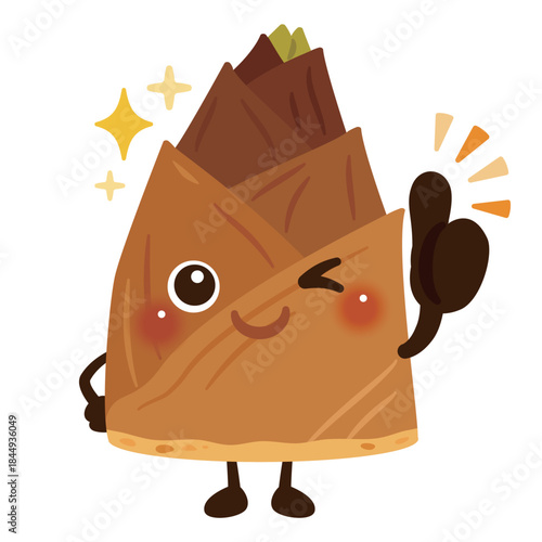 グッドサインを出す筍のキャラクターイラスト／Cute Bamboo Shoots Character Illustration Giving a Thumbs-Up