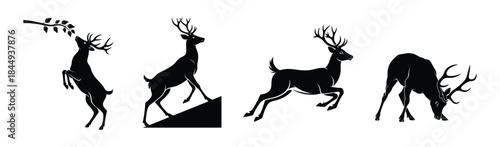 Silhouette Deer Set with Various Poses and Actions