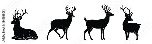 Collection of Deer Silhouettes in Different Poses