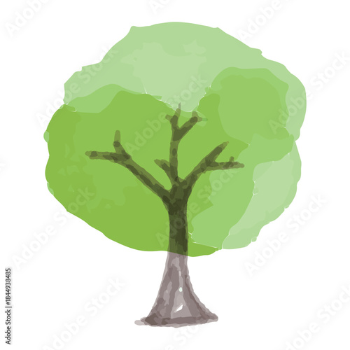 ふんわり水彩素材シリーズ｜緑の木（ふわふわ丸シルエット）
Fluffy Watercolor Series | Soft Round Green Tree