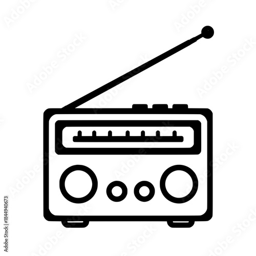 Classic Radio Vector Icon: Simple Line Design