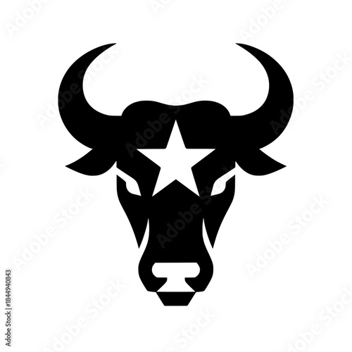 Bull Head Logo Vector with Star Symbol on Forehead