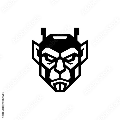 Geometric minimalist robot cyborg head logo