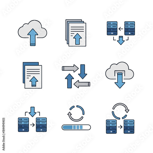 Data Transfer Icons Set for Technology.