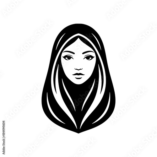 Vector illustration of a woman face wearing a hijab