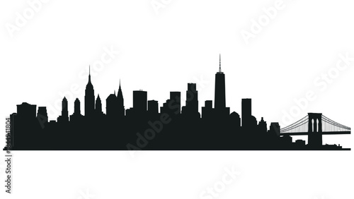 A captivating silhouette of a vibrant city skyline, showcasing iconic architecture and a prominent bridge under a clear sky