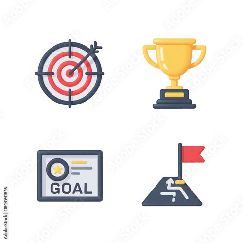 Target Archery Trophy Goal Achievement Icons.