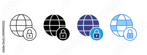 VPN icon set multiple style collection