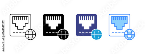 Ethernet icon set multiple style collection