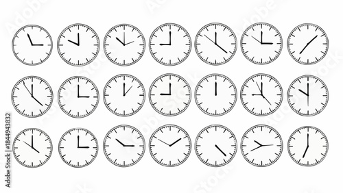 Collection of Clocks Showing Different Times.