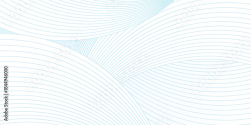 Minimalist Wavy Lines Blue Background. Abstract Flowing Curves Pattern Vector