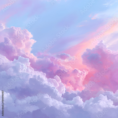 Pastel Pink Clouds in a Soft Blue Sky
