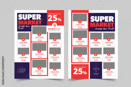 Supermarket Food Promotion Flyer Design Template | Grocery Discount Poster