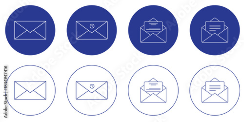 New message notification concept on realistic smartphone mockup. New email pop up. Incoming, open messaging. Chatting, mail, post, letter symbol, sign, emblem with new notification for UI UX Blue set.