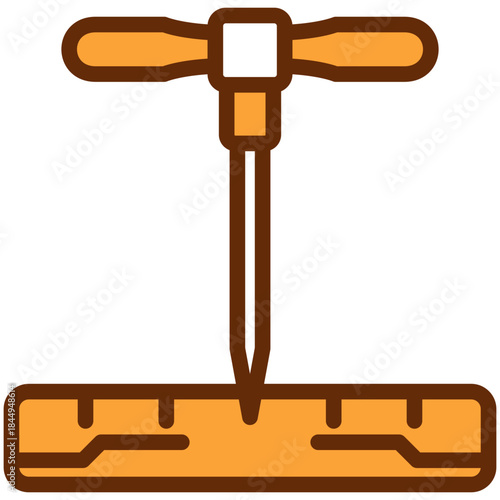Awl Punch Dual Tone Color Icon, Mini Illustration Relate To Carpentry, Wood Industry. Use For Modern Concept, Ui, Ux Web And App Development.
