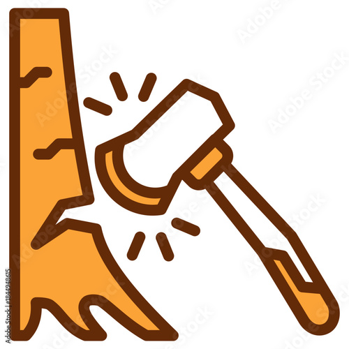 Axe Dual Tone Color Icon, Mini Illustration Relate To Carpentry, Wood Industry. Use For Modern Concept, Ui, Ux Web And App Development.