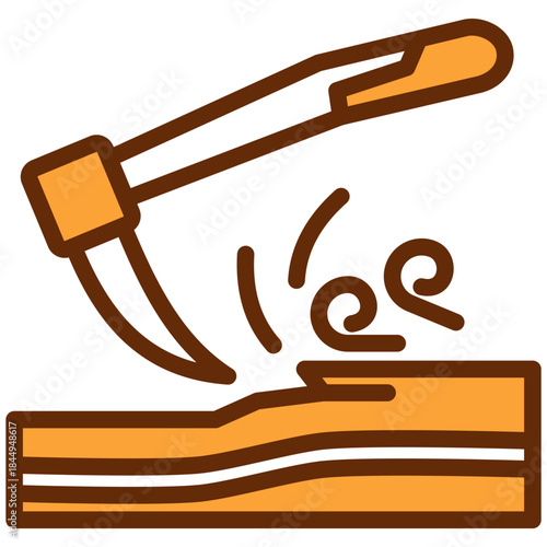 Adze Dual Tone Color Icon, Mini Illustration Relate To Carpentry, Wood Industry. Use For Modern Concept, Ui, Ux Web And App Development.