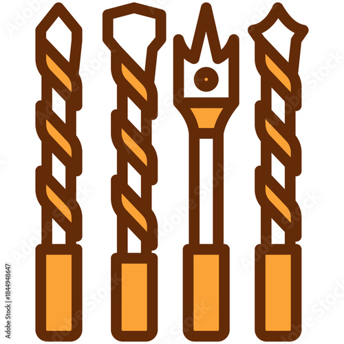 Bit Drill Dual Tone Color Icon, Mini Illustration Relate To Carpentry, Wood Industry. Use For Modern Concept, Ui, Ux Web And App Development.