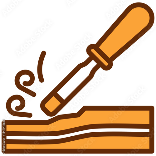 Chisel Dual Tone Color Icon, Mini Illustration Relate To Carpentry, Wood Industry. Use For Modern Concept, Ui, Ux Web And App Development.