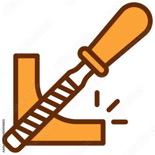 Rasp Dual Tone Color Icon, Mini Illustration Relate To Carpentry, Wood Industry. Use For Modern Concept, Ui, Ux Web And App Development.