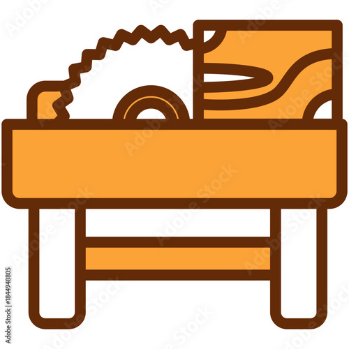 Circular Saw Dual Tone Color Icon, Mini Illustration Relate To Carpentry, Wood Industry. Use For Modern Concept, Ui, Ux Web And App Development.