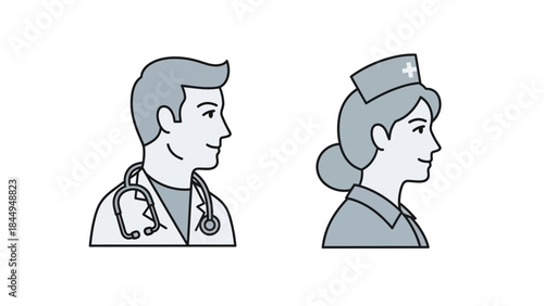Doctor nurse medical professional healthcare team profile icon illustration staff service clinic hospital care