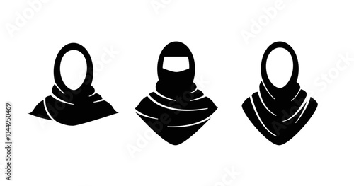 Muslim Women Head Coverings Silhouettes Variations 