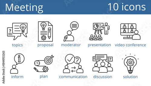 meeting  icon vector illustration concept. outline style.