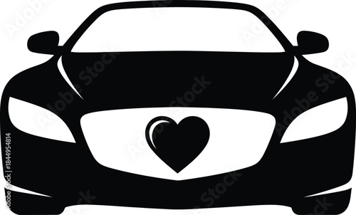 car front view with heart symbol on grille