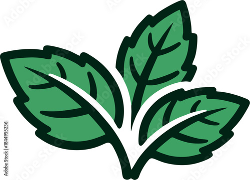 Minimalist Mint Leaves Logo Icon Flat Vector Illustration