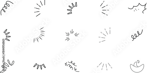 Collection of 12 unique abstract black and white floral designs