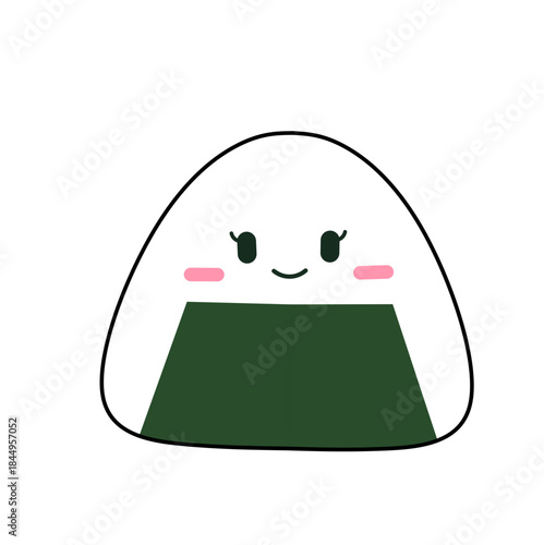 Cute icon of japanese food called onigiri with face. Suitable to be printed as sticker, keychain, etc.