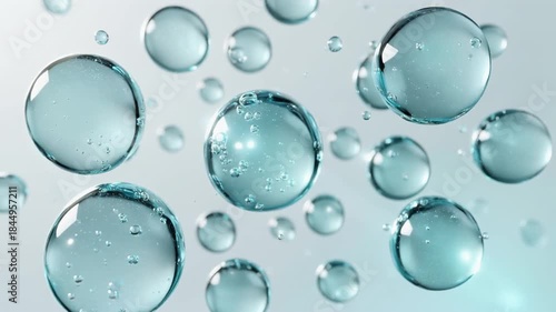 超クローズアップで見るプルプル水色水滴分子の美容保湿動画 ジェネレーティブAI