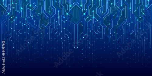Abstract digital background with glowing blue lines and connected circuitry