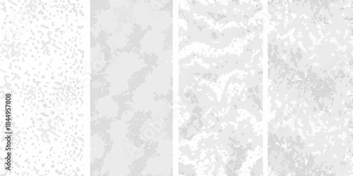 Abstract gray and white textured backgrounds varying in density and pattern