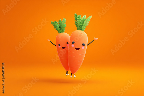 Cute and happy carrot cartoon character