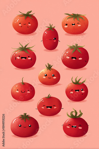 Cute and happy tomato cartoon character