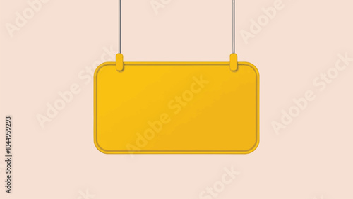 Blank hanging yellow signboard for business display
