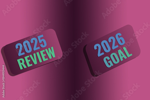 2026 Goals and 2025 Review Concept with gradient Design Background.