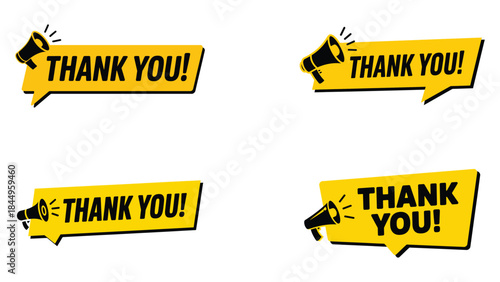 Thank you banners with megaphone for appreciation message
