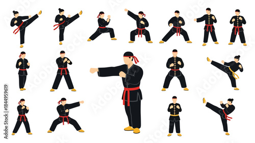 Young Martial Artist Demonstrating Karate Techniques in a Modern Studio