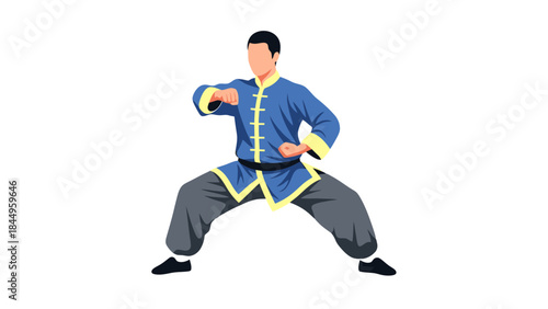Dynamic Martial Arts Pose with Traditional Costume for Healthy Lifestyle Promotion