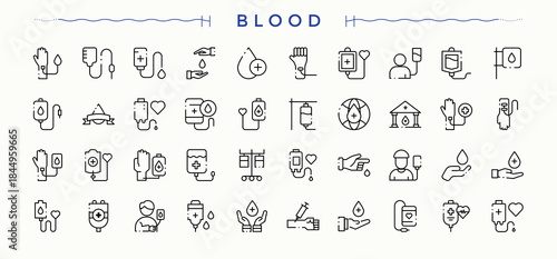 Blood Donation icon set. Line icons with editable stroke. Editable stroke. Vector collection. Volunteer icon pack. Contains related to medical, health, donor, donation and more.