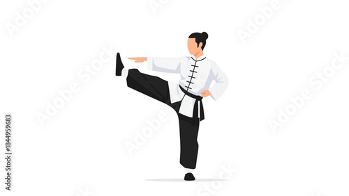 Business Professional Performing High Kick in Office Attire