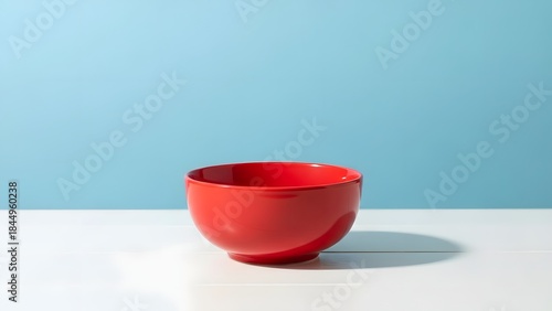 Red Bowl on Minimal Blue Background
