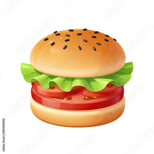 Tasty burger with lettuce and tomatoes