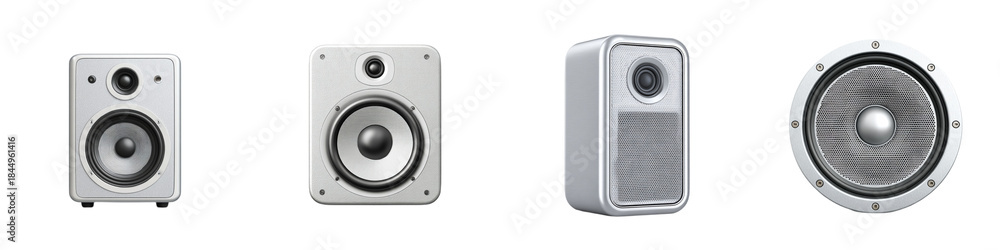 Fototapeta premium Studio Monitor Speaker Collection Isolated on White