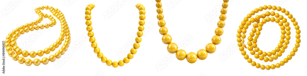 Obraz premium Golden Pearl Necklace Collection: Elegant Jewelry for Fashion & Design