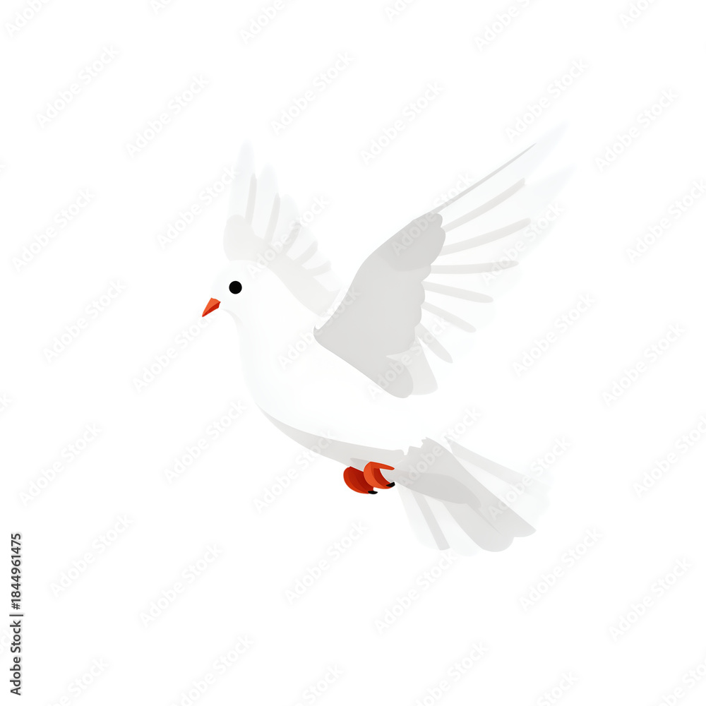 Obraz premium White Dove Flying With Wings Spread