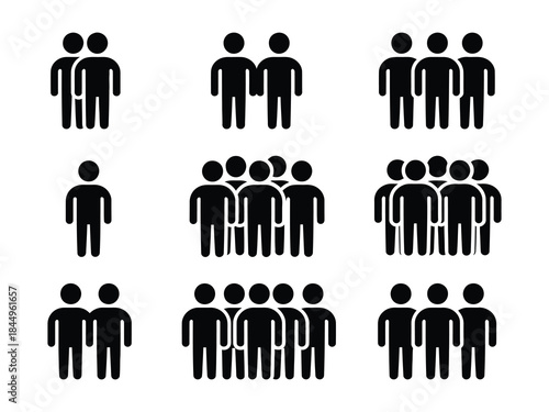people crowd team symbol icons, vector illustrations of group of diverse men and women